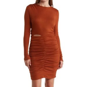 Walter Baker Gloriana Dress in Latte cutout and ruched detail Size Large 10-12